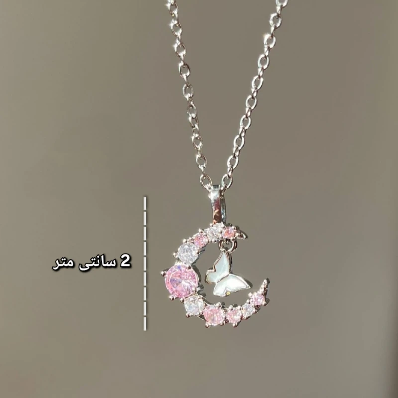گردنبند زنانه مدل ماه و پروانه جواهری - Image 2