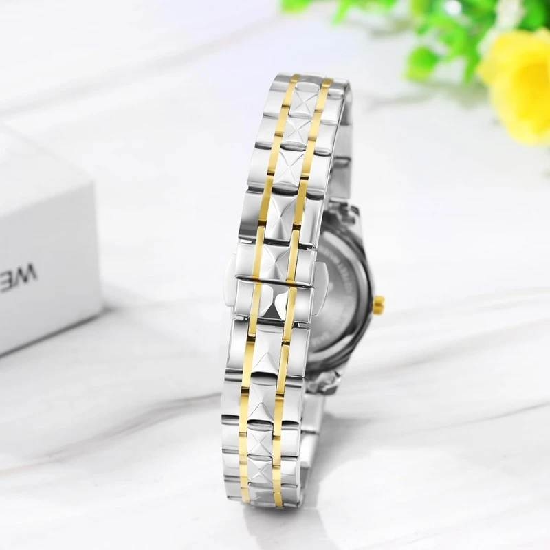 ساعت مچی عقربهای کوارتز مردانه مدل لوکس کلاسیک دی دیت بند طرح تراش الماسی قفل مخفی کد O003 - Image 4