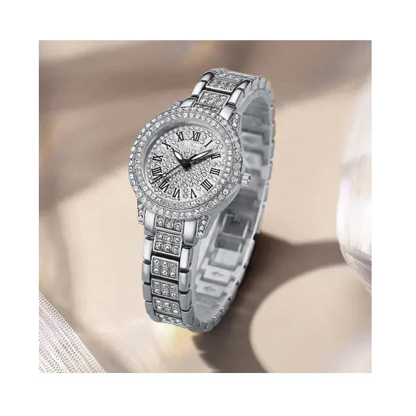 ساعت مچی عقربهای کوارتز زنانه مدل فول نگین لوکس کد jadid1 - Image 4