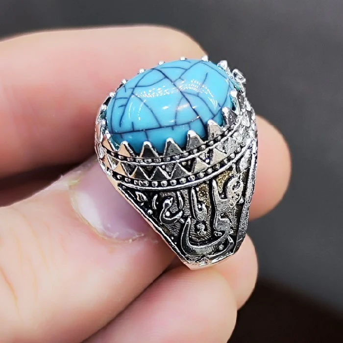 انگشتر مردانه مدل سنگ فیروزه کد 63500 - Image 3