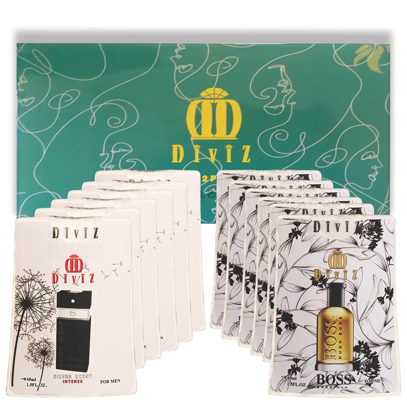 عطر جیبی دیوایز مدل سیلور سنت و هوگوبوس با رایحه گرم حجم 45 میلیلیتر بسته 12 عددی